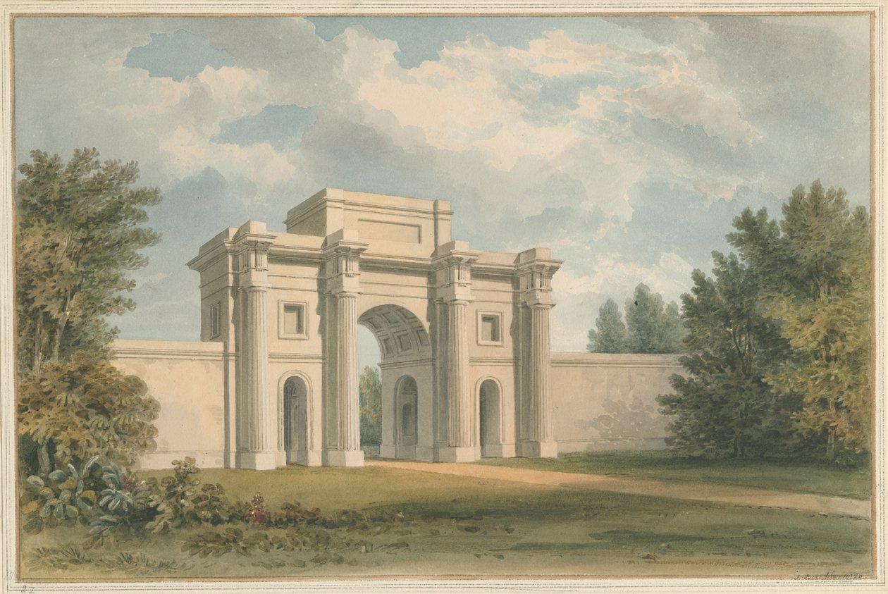 Leicestershire - Gopsall House - Brama, 1820 autorstwa John Buckler