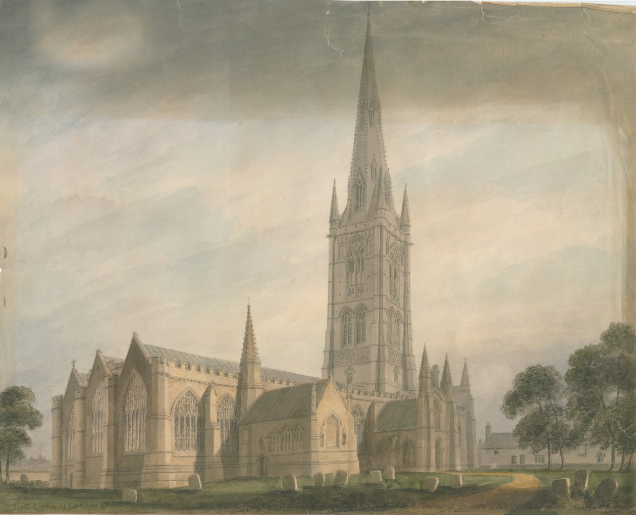 Lincolnshire - Kościół Grantham, 1811 autorstwa John Buckler