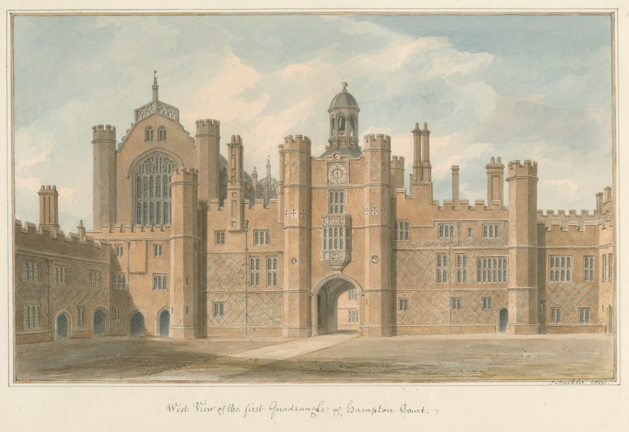 Middlesex - Hampton Court - Pierwszy czworokąt, 1826 autorstwa John Buckler