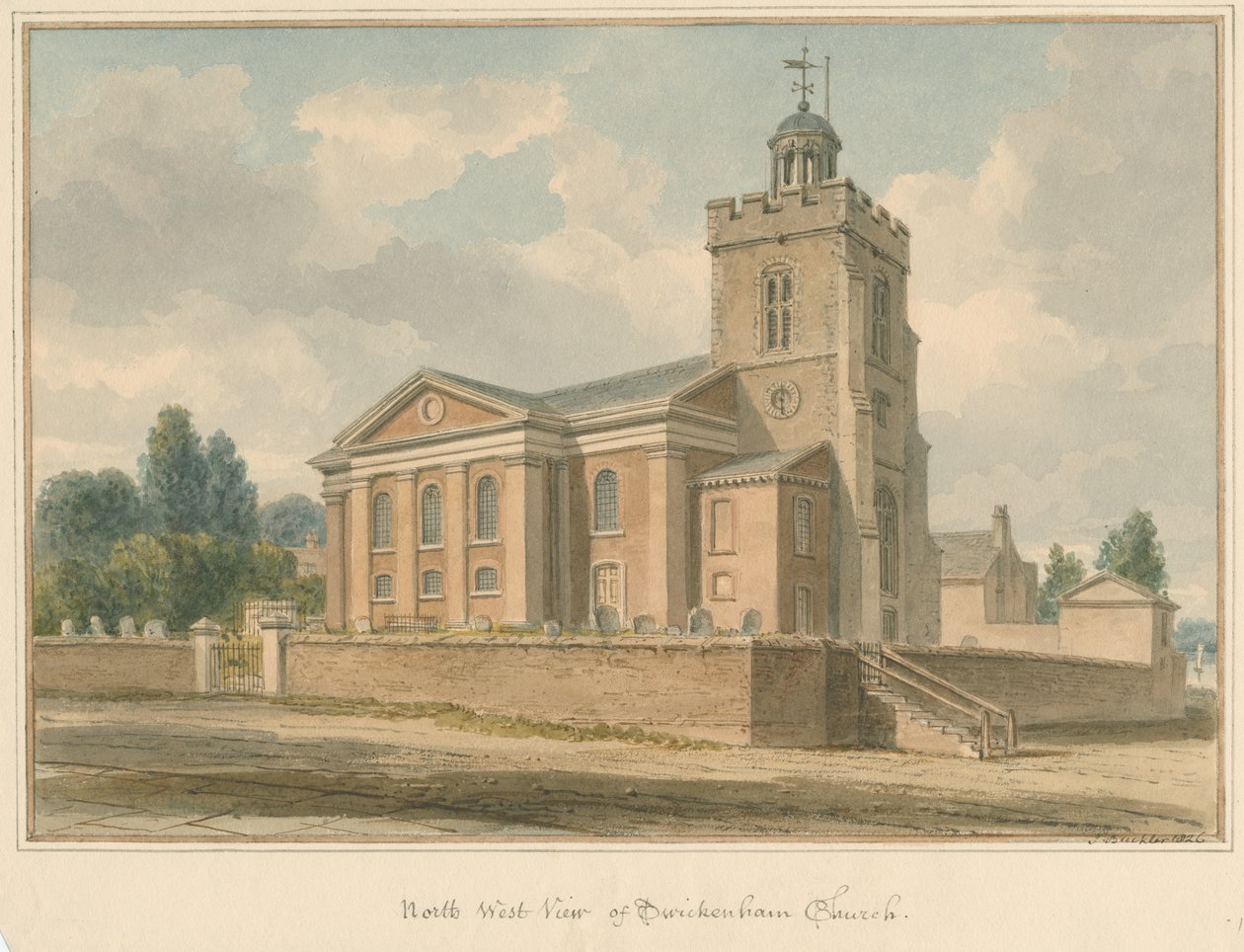 Middlesex – Kościół Twickenham, 1826 autorstwa John Buckler