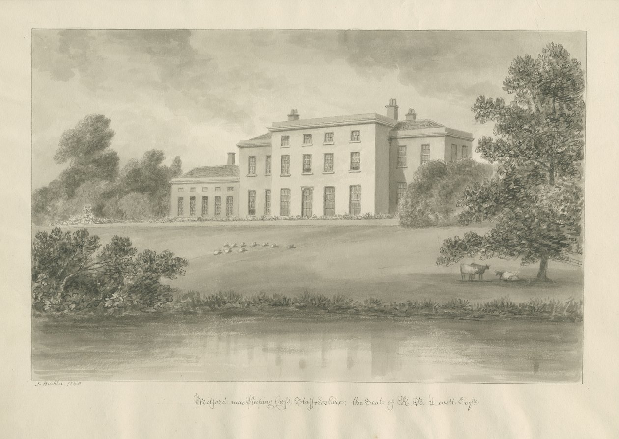 Milford House: rysunek w sepii autorstwa John Buckler