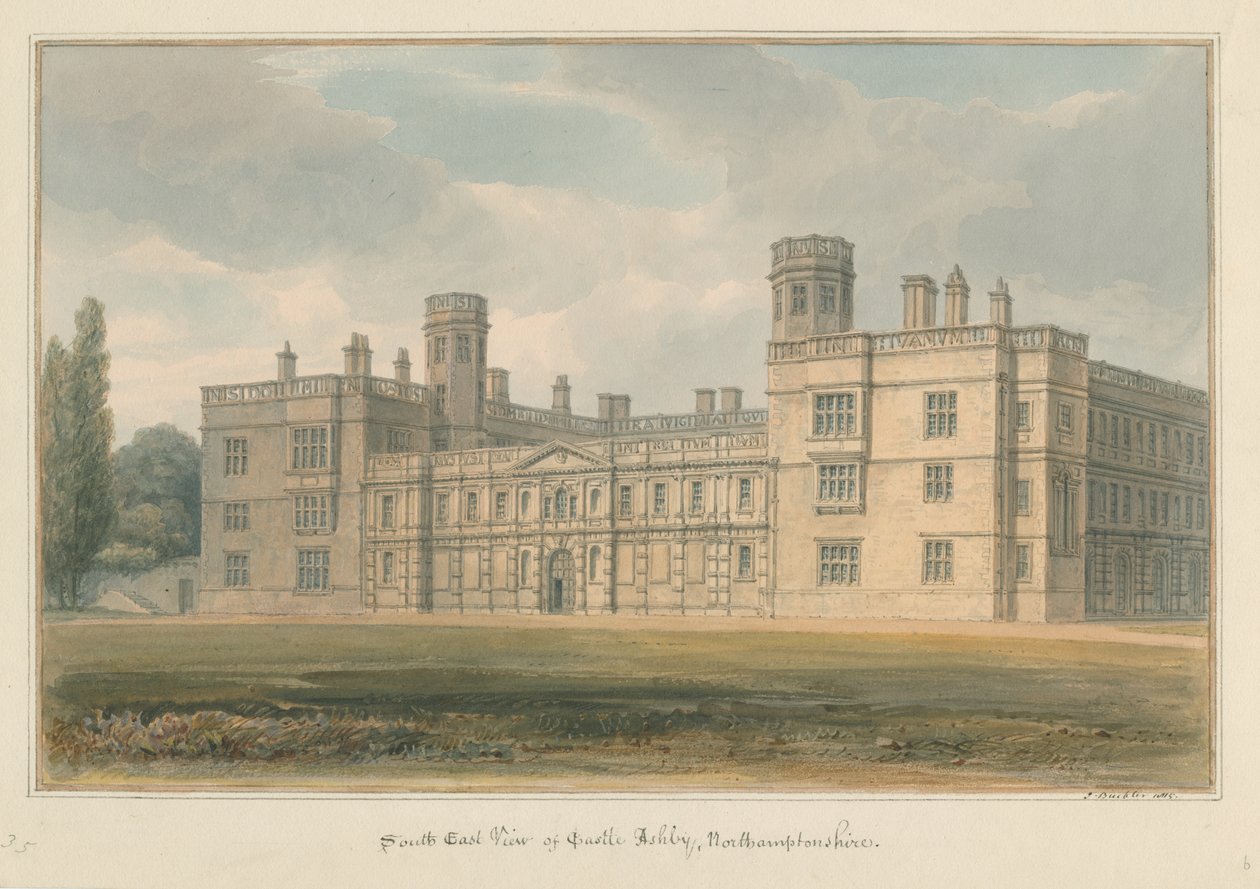 Northamptonshire – Zamek Ashby, 1815 autorstwa John Buckler