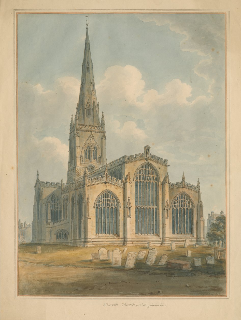 Nottinghamshire – Kościół Newark, 1802 autorstwa John Buckler