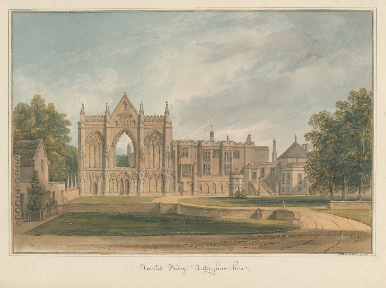 Nottinghamshire - Klasztor Newsted, 1826 autorstwa John Buckler