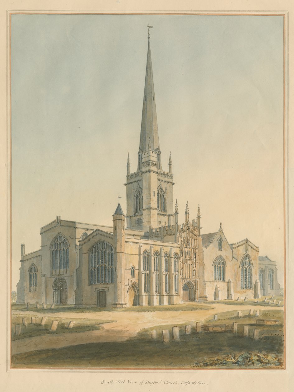 Oxfordshire – Kościół Burford, 1802 autorstwa John Buckler
