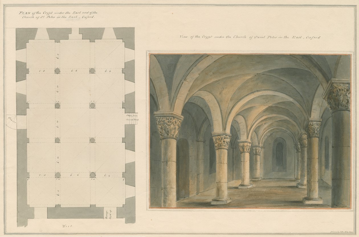 Oxfordshire – Oxford – Krypta św. Piotra we wschodnim kościele, 1803 autorstwa John Buckler