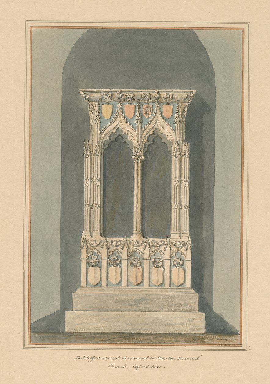 Oxfordshire – Kościół Stanton Harcourt – Pomnik, 1803 autorstwa John Buckler