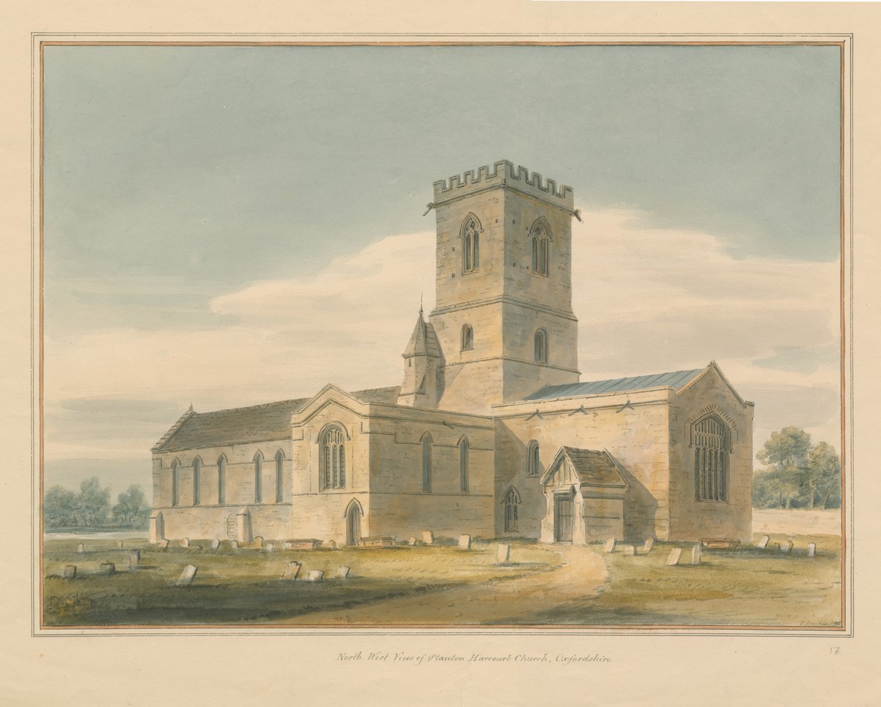 Oxfordshire – Kościół Stanton Harcourt, 1803 autorstwa John Buckler