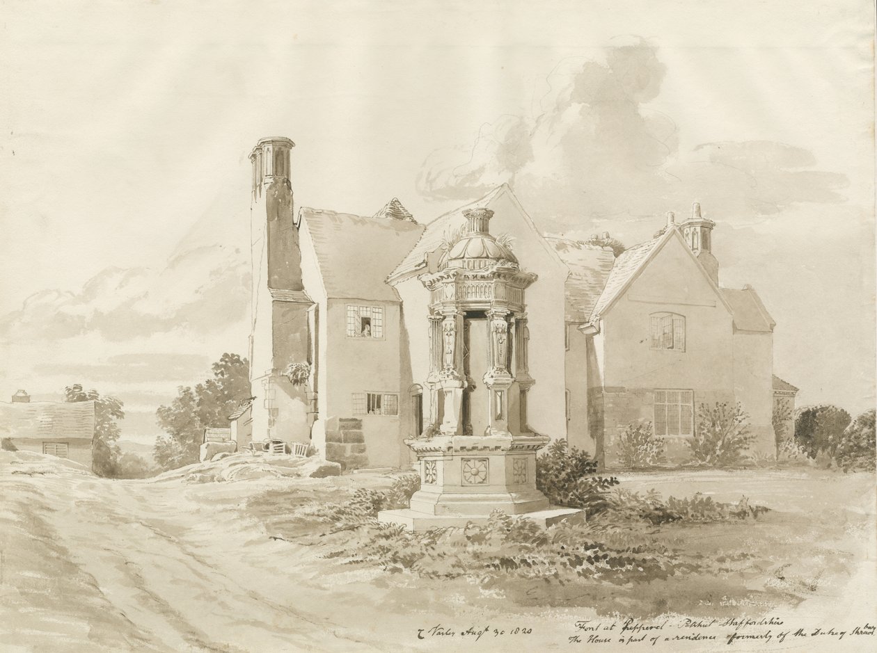 Patshull - Pepperhill: rysunek rozmyty w sepii, 30 sierpnia 1820 autorstwa John Buckler