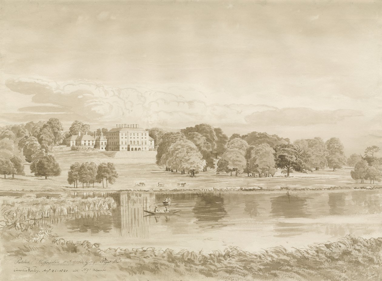 Patshull House: rysunek w sepii, 26 sierpnia 1820 autorstwa John Buckler