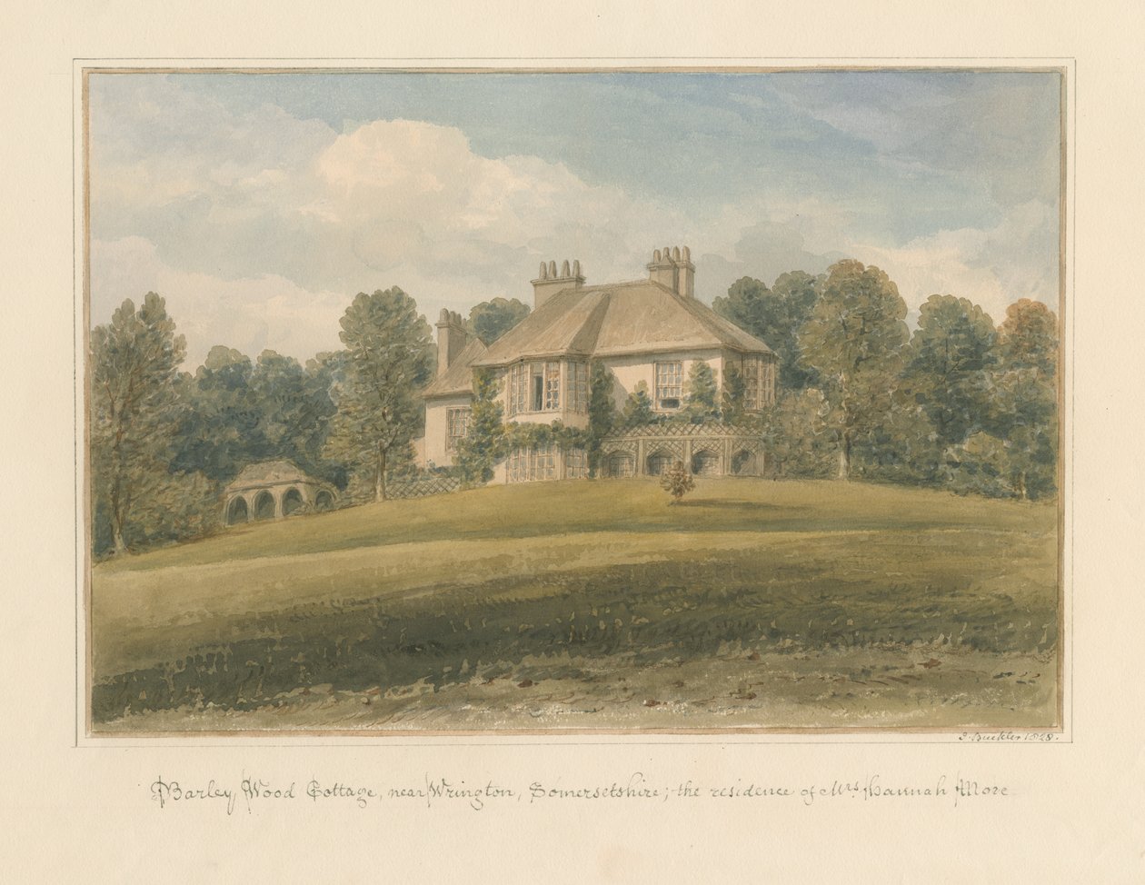 Somerset - Wrington - Domek z drewna jęczmiennego, 1828 autorstwa John Buckler