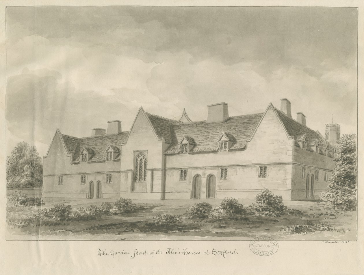 Stafford - Jałmużna: rysunek w sepii, 1841 autorstwa John Buckler