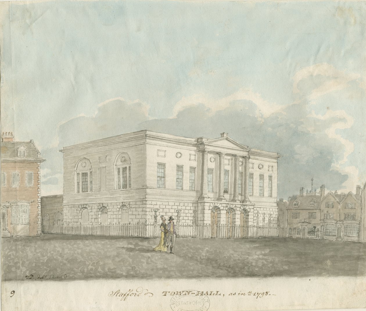 Stafford - Chetwynd House: rysunek w sepii autorstwa John Buckler