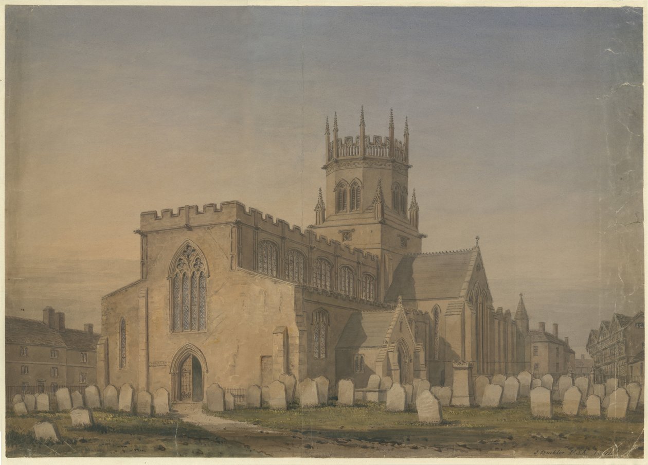 Stafford - Kościół Mariacki: rysunek akwarela, 1846 autorstwa John Buckler