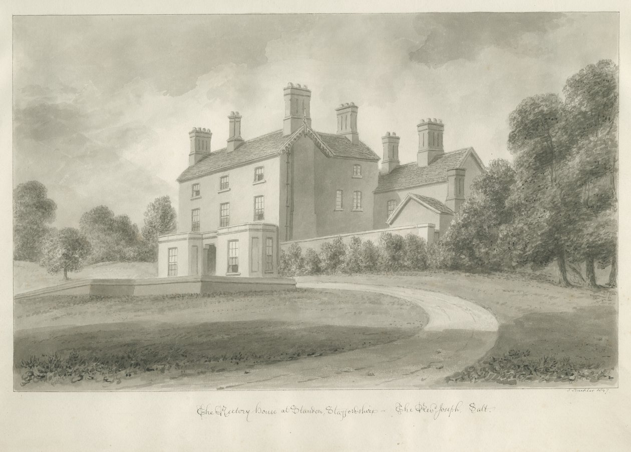 Standon - Rectory of Reverend Joseph Salt: rysunek w sepii autorstwa John Buckler