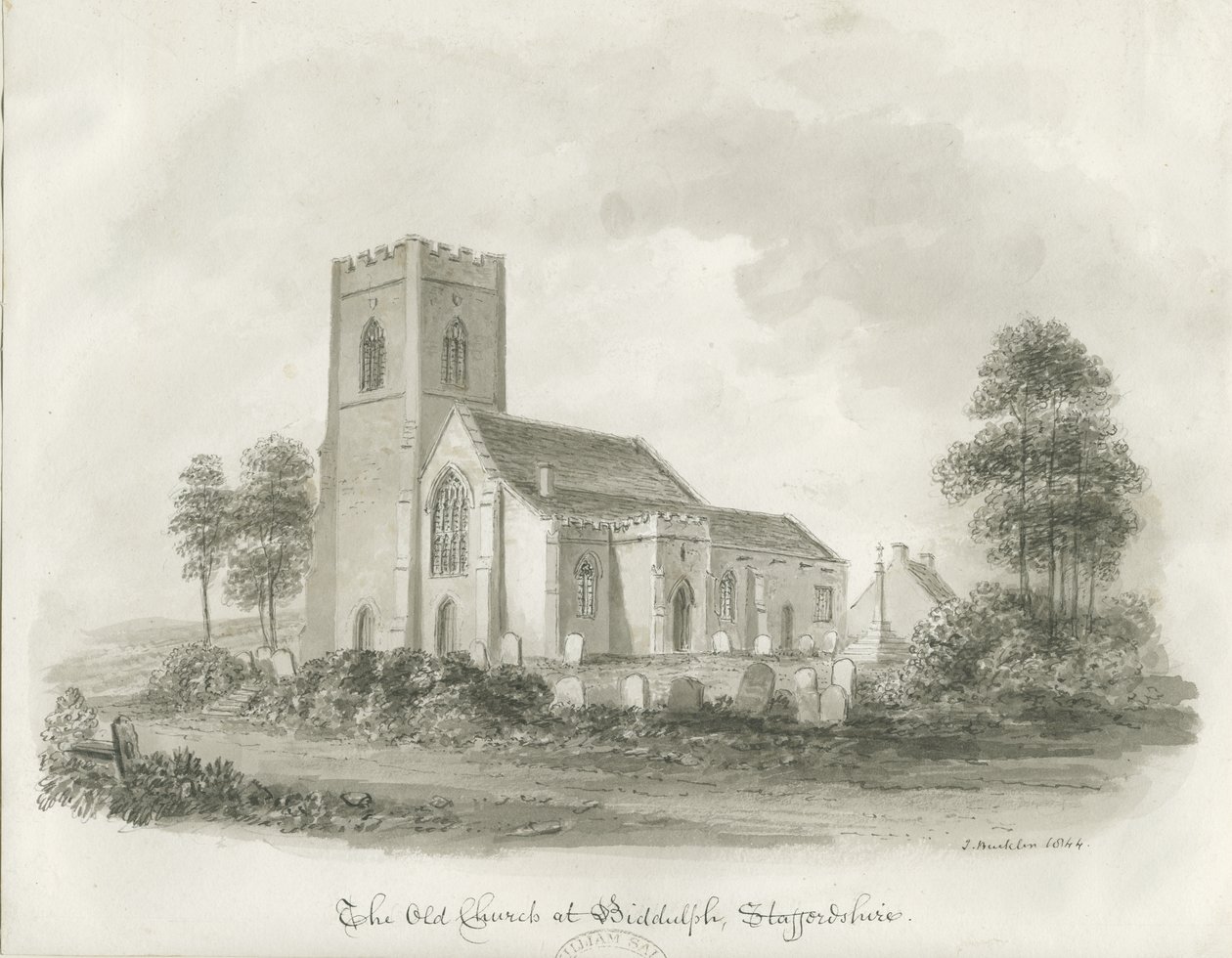 Stary kościół w Biddulph, Staffordshire, 1844 autorstwa John Buckler