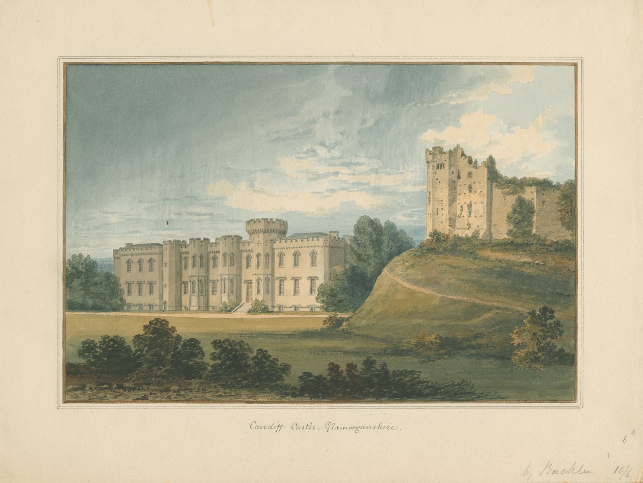 Walia - Glamorganshire - Zamek Cardiff, 1815 autorstwa John Buckler
