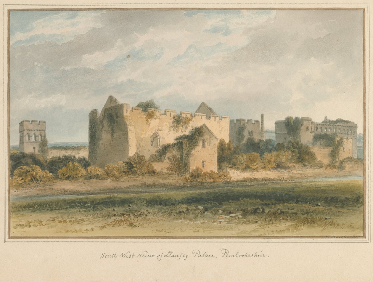 Walia - Pembrokeshire - Pałac Llanfey, 1815 autorstwa John Buckler