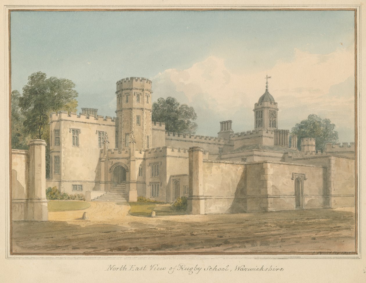 Warwickshire – Szkoła Rugby, 1815 autorstwa John Buckler