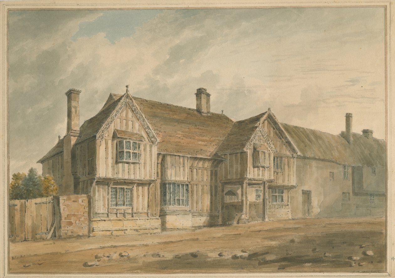 Warwickshire - Stratford - Dom Szekspira, 1826 autorstwa John Buckler
