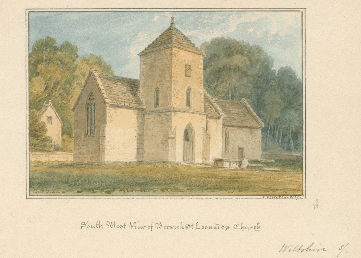 Wiltshire – Kościół św. Leonarda w Berwick, 1817 r. autorstwa John Buckler