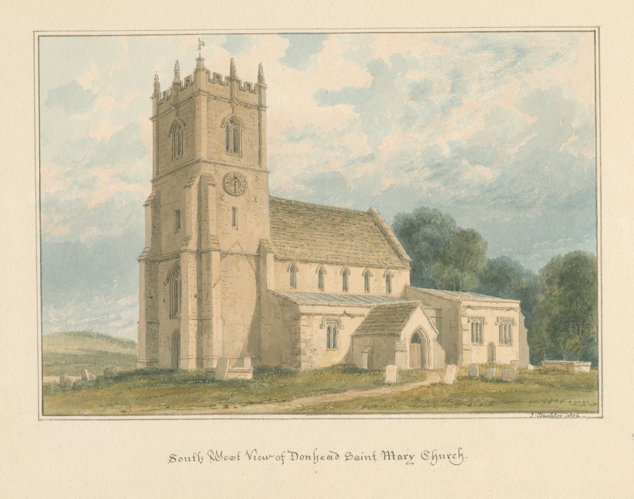 Wiltshire - Donhead Saint Mary Church, 1804 autorstwa John Buckler