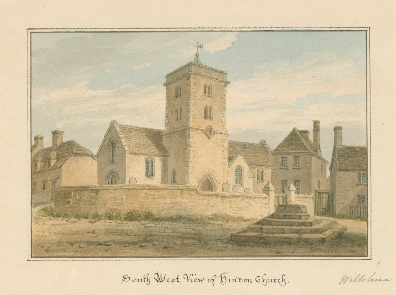 Wiltshire - Kościół Hindon, 1804 autorstwa John Buckler