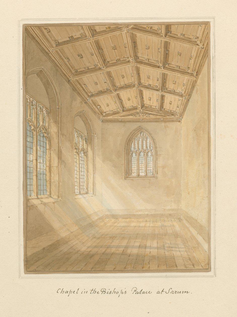 Wiltshire - Sarum - Wnętrze kaplicy w Pałacu Biskupim, 1800 autorstwa John Buckler