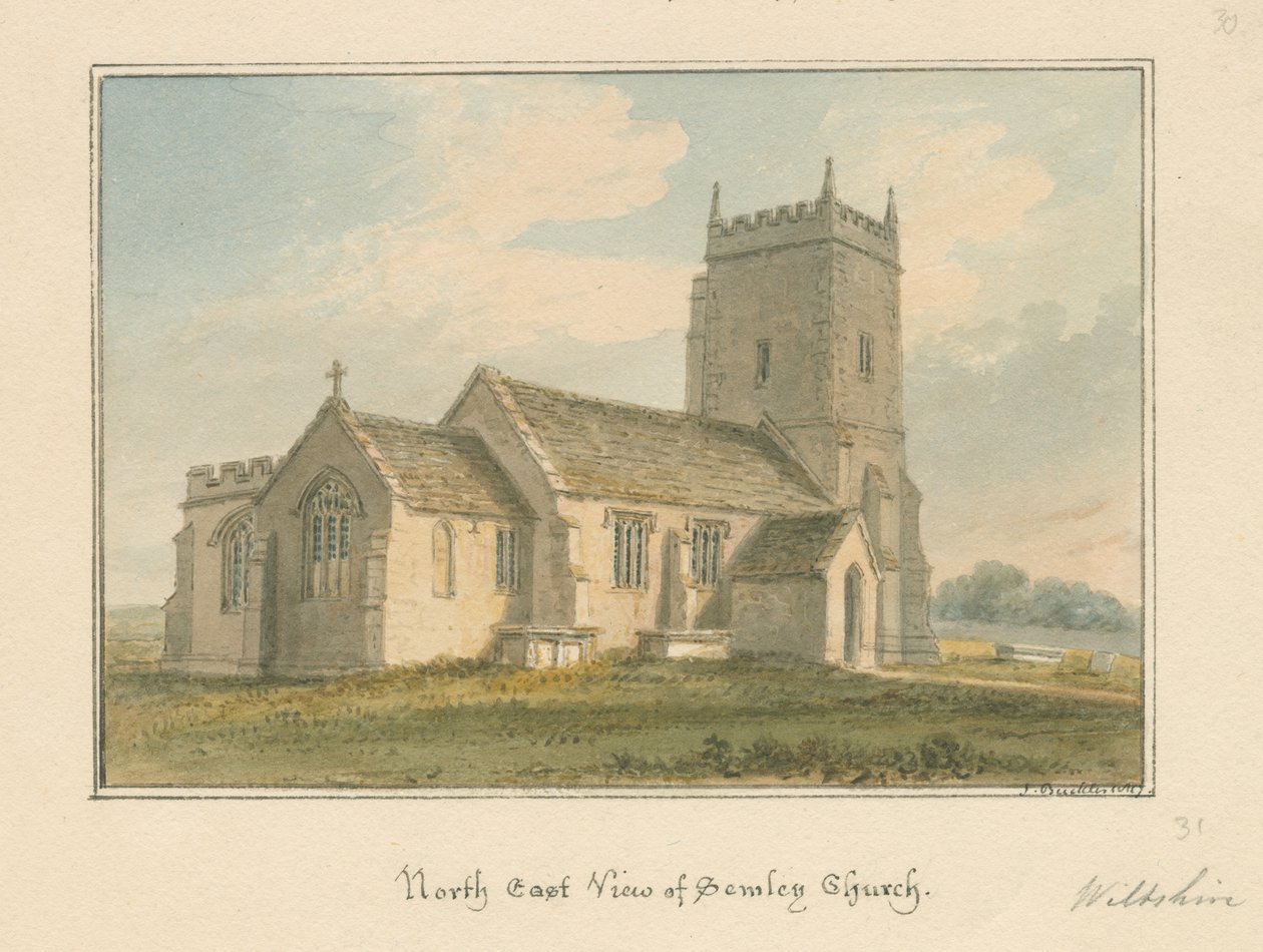 Wiltshire - Kościół Semley, 1817 autorstwa John Buckler