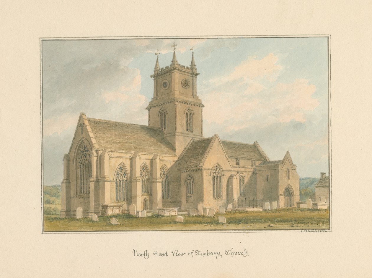 Wiltshire - Kościół Tisbury, 1804 autorstwa John Buckler