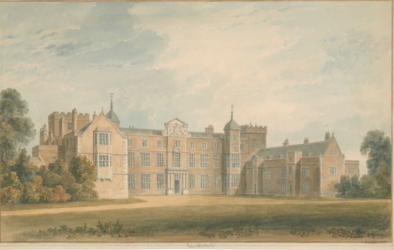 Yorkshire - Stajnia Burton, 1818 autorstwa John Buckler