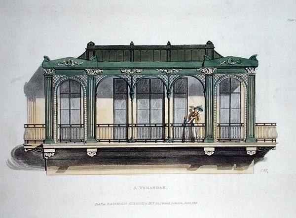 Weranda z „Repozytorium Sztuki” Ackermanna, wydana w 1818 r. (litografia kolorowa) autorstwa John Buonarotti Papworth