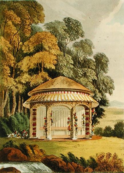 Siedzisko leśne, z „Repozytorium Sztuki” Ackermanna autorstwa John Buonarotti Papworth