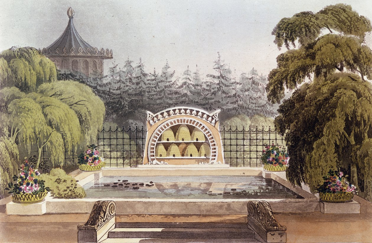 Pasieka, z „Wskazówek na temat ogrodnictwa ozdobnego”, 1822 autorstwa John Buonarotti Papworth