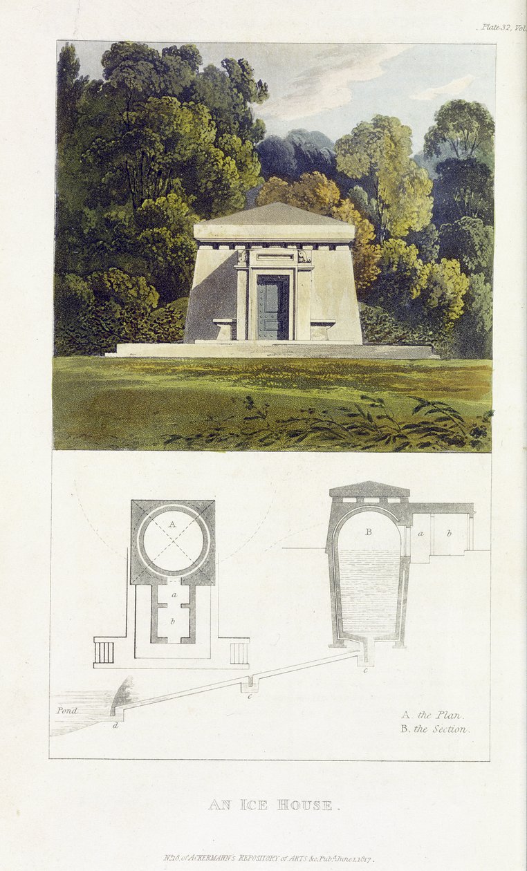 Dom lodowy, z "Repozytorium sztuki" Ackermanna, opublikowanego w 1817 r. autorstwa John Buonarotti Papworth