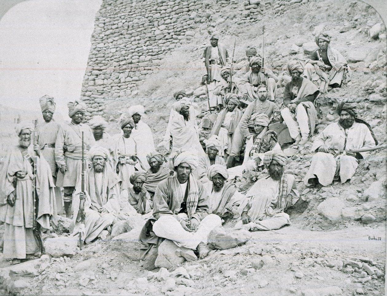 Khyber Chiefs and Chans, Jamrud Fort, North West Frontier, 1878 ok autorstwa John Burke