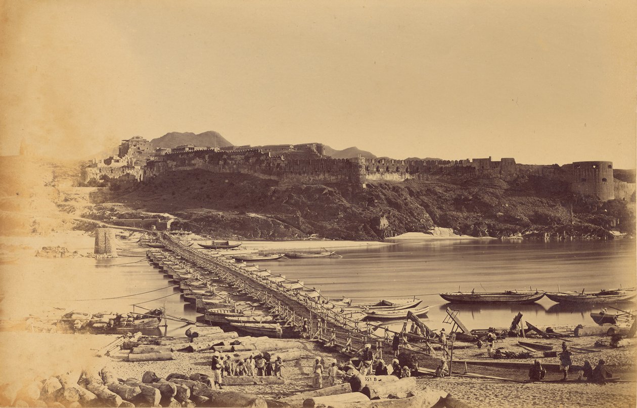 Most łodzi i fort z Khairabad autorstwa John Burke