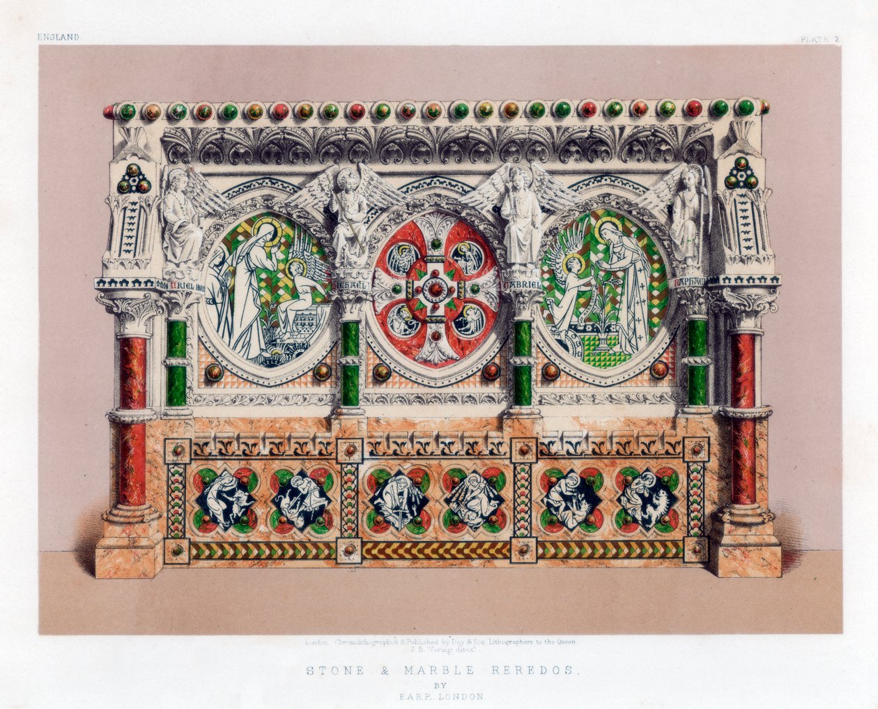 Reredos z kamienia i marmuru, XIX wiek. autorstwa John Burley Waring