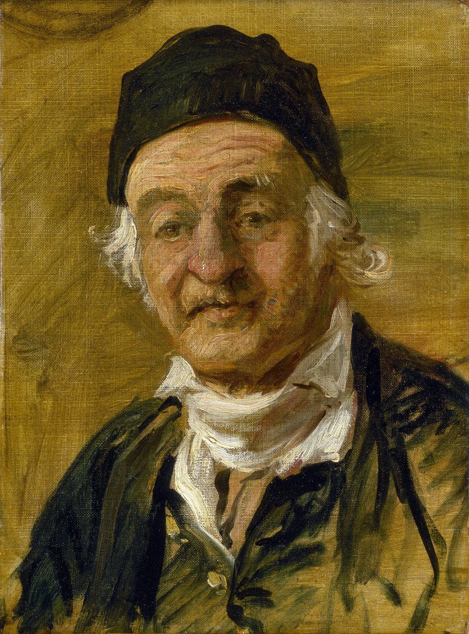 Portret "komodora" Samuela Wilkesa, rezydenta szpitala Greenwich (Londyn, Anglia), który brał udział w bitwie pod Trafalgarem (1805), ale tytuł komodora, który nosi, jest tylko pseudonimem. autorstwa John Burnet