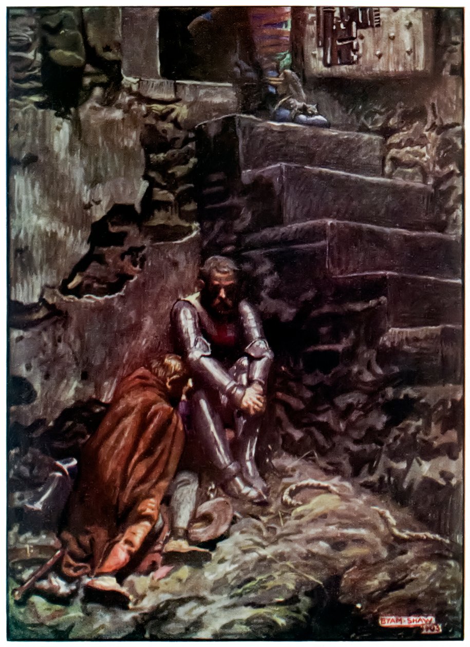 „Chrześcijanin i nadziei w zamku wątpiącym” z „Wędrówki pielgrzyma z tego świata, do tego, co ma nadejść” Johna Bunyana autorstwa John Byam Liston Shaw