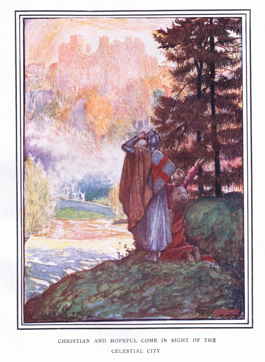 Chrześcijanie i pełni nadziei pojawiają się w niebiańskim mieście autorstwa John Byam Liston Shaw