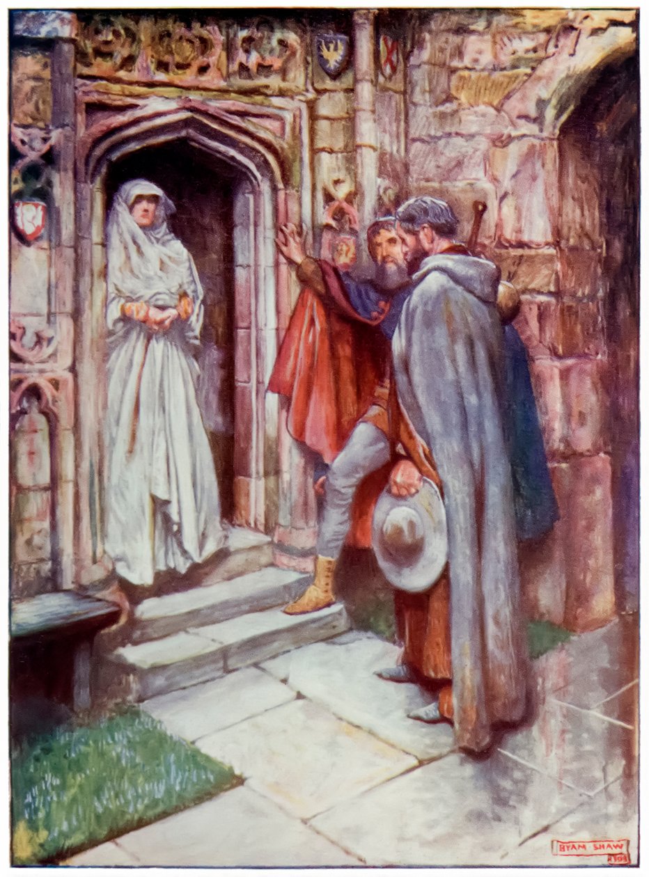 „Chrześcijanin przed dyskrecją” z „Wędrówki pielgrzyma z tego świata do tego, który ma nadejść” Johna Bunyana autorstwa John Byam Liston Shaw