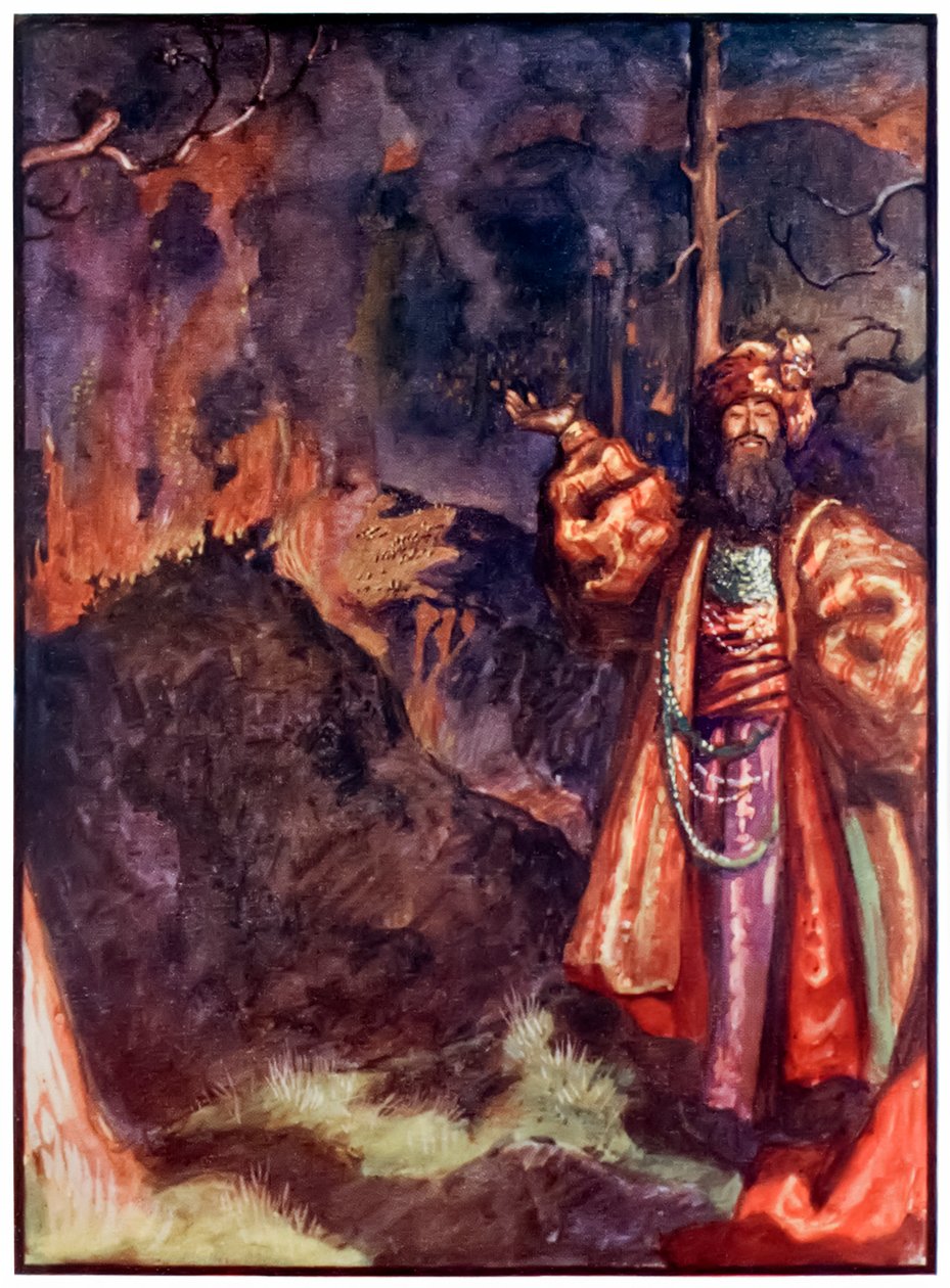 Demas z filmu Pielgrzymi wędrują z tego świata, do tego, co ma nadejść autorstwa Johna Bunyana (1628-1688) Ilustracja Byama Shawa (1872-1919) przedstawiająca Demasa zapraszającego pielgrzymów do pracy w kopalni srebra autorstwa John Byam Liston Shaw