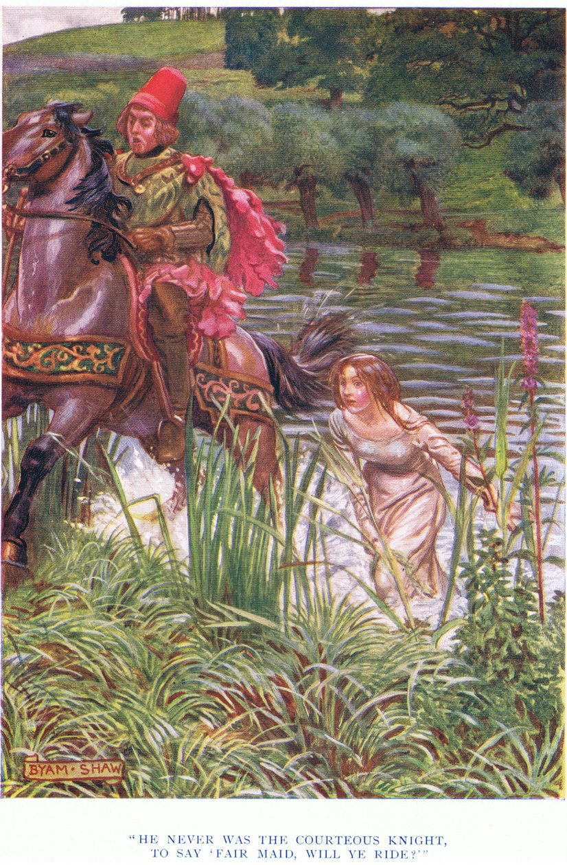 Nigdy nie był grzecznym rycerzem, powiedzmy, uczciwa panna pojedziesz, 1928 autorstwa John Byam Liston Shaw