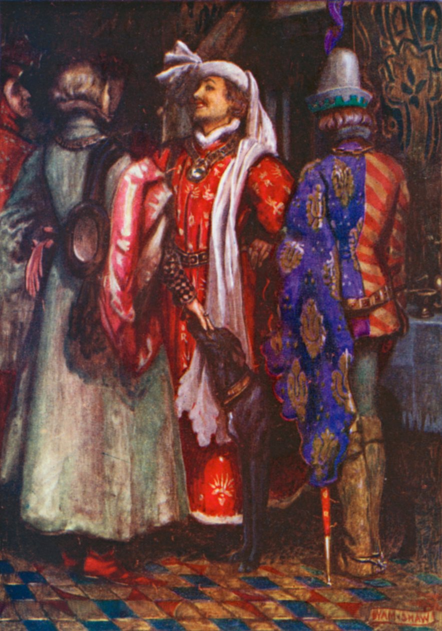 "Módlmy się do Boga, byśmy się nie spieszyli i nie przyszli za późno!" Ryszard II - Akt I, Scena 4 (kolorowa litografia) autorstwa John Byam Liston Shaw
