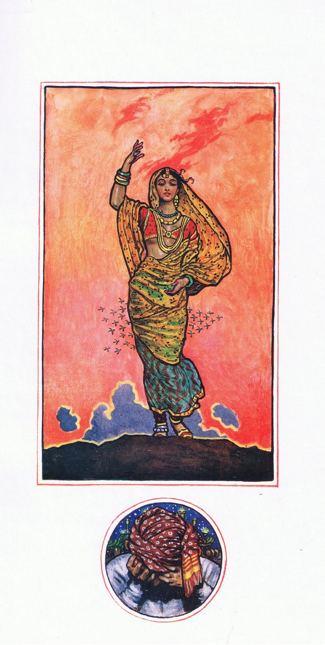 Wspomnienie Muhammada Akrama, ilustracja z Ogrodu Kama (i inne teksty z Indii), 1920 autorstwa John Byam Liston Shaw