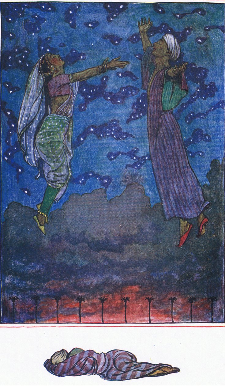 Trzy pieśni Zahir-u-Din, ilustracja z The Garden of Kama (i inne teksty z Indii), 1920 autorstwa John Byam Liston Shaw