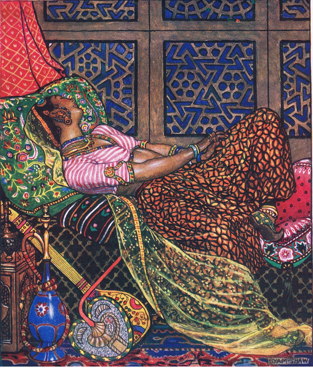 Zira w niewoli, ilustracja z Ogrodu Kama (i inne teksty z Indii), 1920 autorstwa John Byam Liston Shaw