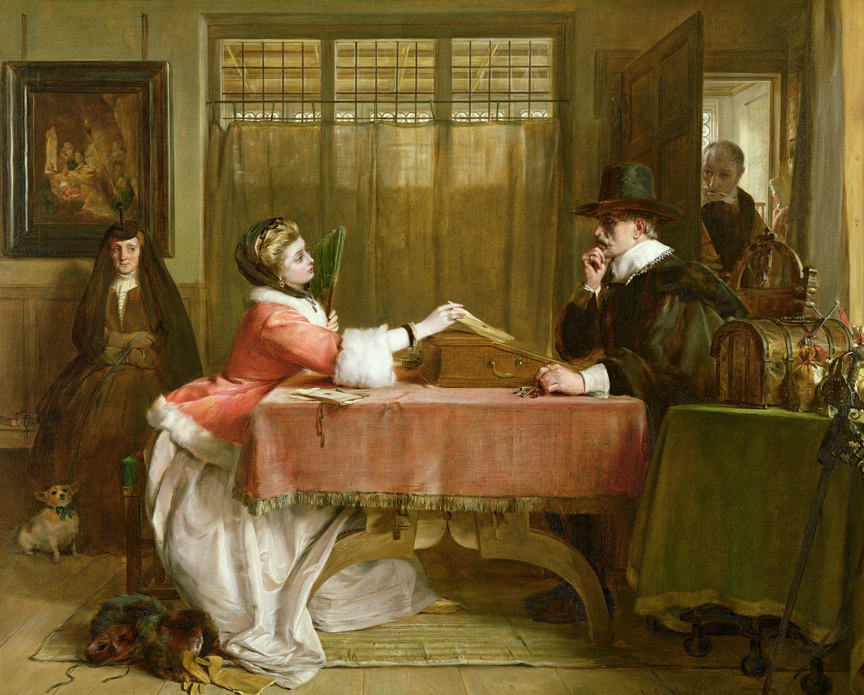 Prywatny pokój bankiera, negocjowanie pożyczki, 1870 autorstwa John Callcott Horsley