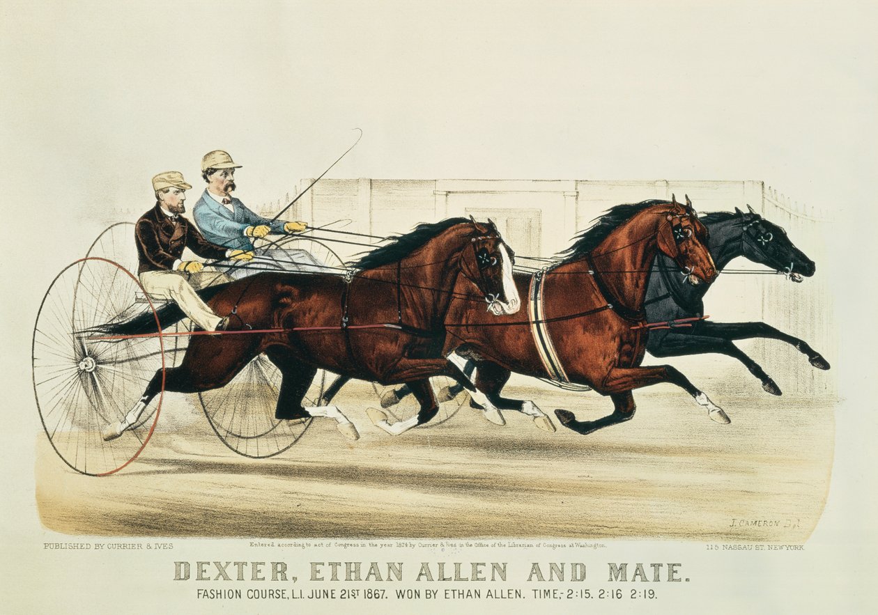 Dexter, Ethan Allen i Mate, opublikowane przez Nathaniela Curriera (1813-88) i Jamesa Merritta Ivesa (1824-95), 1874 autorstwa John Cameron